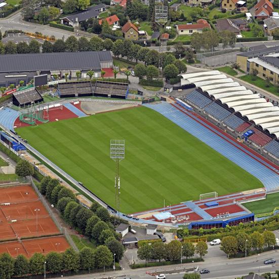 Luftfoto af Hvidovre Stadium